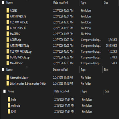ALL Lilith Products (including- flps, templates, mains, doubles, adlibs, masters, customs, and themes)