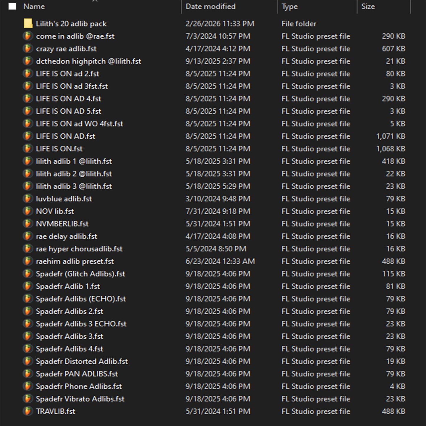 ALL Lilith Products (including- flps, templates, mains, doubles, adlibs, masters, customs, and themes)
