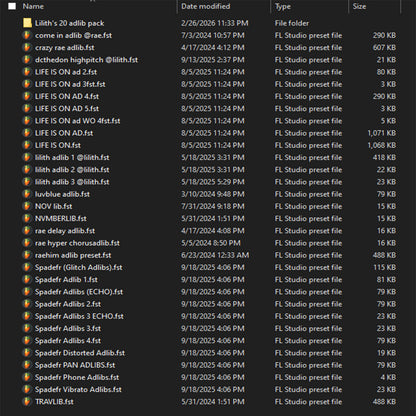 ALL Lilith Products (including- flps, templates, mains, doubles, adlibs, masters, customs, and themes)